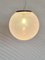 Lámpara de techo italiana con forma de esfera de cristal de Murano y latón con rayas blancas de Venini, años 70, Imagen 8