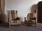 Low & High Back Lounge Chairs in Oak attributed to Henning Kjærnulf, 1960s, Set of 2 1