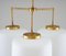 Large Chandelier in Brass and Opaline Glass attributed to Høvik Lys, Norway, 1950s 4
