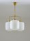 Large Chandelier in Brass and Opaline Glass attributed to Høvik Lys, Norway, 1950s 2