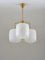 Large Chandelier in Brass and Opaline Glass attributed to Høvik Lys, Norway, 1950s 3