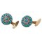 Diamonds, Turquoise, Rose Gold and Silver Cufflinks, Set of 2, Image 1