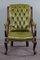 Chesterfield Green Button Seat Armchair in Cattle Leather 2