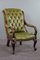 Chesterfield Green Button Seat Armchair in Cattle Leather 1