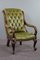 Chesterfield Green Button Seat Armchair in Cattle Leather, Image 1