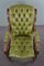 Chesterfield Green Button Seat Armchair in Cattle Leather 4