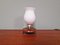 Scandinavian Tripod Table Lamp in White Opaline and Teak, 1960s 12