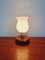 Scandinavian Tripod Table Lamp in White Opaline and Teak, 1960s 7