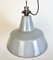 Lámpara colgante industrial de fábrica esmaltada en gris, años 60, Imagen 11