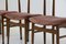 Italian Wood and Velvet Chairs, 1950s, Set of 5 3