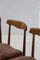 Italian Wood and Velvet Chairs, 1950s, Set of 5, Image 7