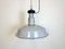 Große industrielle Mid-Century Fabriklampe aus grauer Emaille, 1950er 2