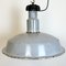 Große industrielle Mid-Century Fabriklampe aus grauer Emaille, 1950er 9