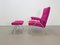 Mid-Century Recliner Lounge Chair and Ottoman in Kvadrat Upholstery, 1960s, Set of 2 14