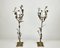 Vintage Bronze and Porcelain Floor Candleholders, 1970s, Set of 2 1