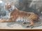 Fred Thomas Smith, A Recumbent Tiger Wildlife, 1898, Watercolor & Glass & Gold & Paper, Framed 4