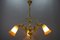 French Rococo Style Bronze and Noverdy Glass Three-Light Chandelier, 1920 4