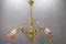 French Rococo Style Bronze and Noverdy Glass Three-Light Chandelier, 1920 6