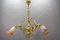 French Rococo Style Bronze and Noverdy Glass Three-Light Chandelier, 1920, Image 6