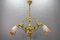 French Rococo Style Bronze and Noverdy Glass Three-Light Chandelier, 1920 3