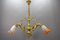 French Rococo Style Bronze and Noverdy Glass Three-Light Chandelier, 1920 2