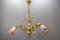French Rococo Style Bronze and Noverdy Glass Three-Light Chandelier, 1920 10