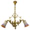 French Rococo Style Bronze and Noverdy Glass Three-Light Chandelier, 1920, Image 1