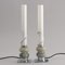 Exceptional Table Lamps in Chrome and Onyx with White Glass Cylinders, Set of 2 1