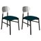 Bokken Upholstered Chair in Black & Silver, Blu by Colé Italia, Set of 2 1