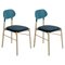 Bokken Upholstered Chairs in Beech & Aqua-Marine Ottanio by Colé Italia, Set of 2 1