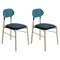 Bokken Upholstered Chairs in Beech & Aqua-Marine Ottanio by Colé Italia, Set of 2, Image 1