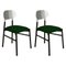 Gepolsterte Bokken Stühle in Schwarz & Silber Smeraldo von Colé Italia, 2er Set 1