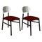 Bokken Upholstered Chairs in Black & Silver Rosso by Colé Italia, Set of 2 1