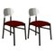 Bokken Upholstered Chairs in Black & Silver Rosso by Colé Italia, Set of 2, Image 1