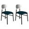 Bokken Upholstered Chairs in Black & Silver Ottanio by Colé Italia, Set of 2 1