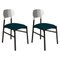 Bokken Upholstered Chairs in Black & Silver Ottanio by Colé Italia, Set of 2, Image 1