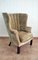 Edwardian Green Velvet Half Shell Wing Back Armchair, 1890s, Image 3