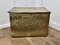 Large Embossed Brass Log Box with Tavern Scenes, 1890s 1