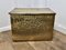 Large Embossed Brass Log Box with Tavern Scenes, 1890s, Image 1