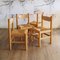 Brutalist Wood & Rush Dining Chairs, 1970s, Set of 4 2