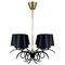 Black Cast Iron and Brass Chandelier from Jean Royere, France, 1950s 1