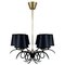 Black Cast Iron and Brass Chandelier from Jean Royere, France, 1950s, Image 1