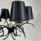 Black Cast Iron and Brass Chandelier from Jean Royere, France, 1950s 7