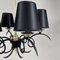 Lámpara de araña de hierro fundido negro y latón de Jean Royere, Francia, años 50, Imagen 7