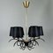 Black Cast Iron and Brass Chandelier from Jean Royere, France, 1950s 5