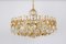 Large Gilt Brass and Crystal Chandelier attributed to Palwa, Germany, 1970s 6