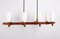 Minimalist Teak and Opal Glass Chandelier attributed to Kaiser, Germany, 1960s, Image 9