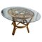 Rattan Dining Table with Clear Glass Tray, 1970s, Image 2