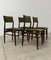 Wooden Chairs with Green Velvet Seat and Backrest, 1950s, Set of 4 2