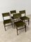 Wooden Chairs with Green Velvet Seat and Backrest, 1950s, Set of 4 1